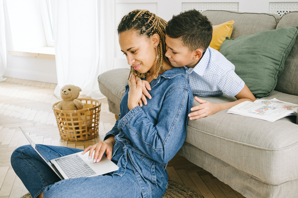 Working From Home! -Woman working from Home with Child