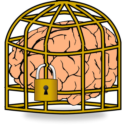 Human Brain in a Cage, Symbolizing a Fixed Mindset.