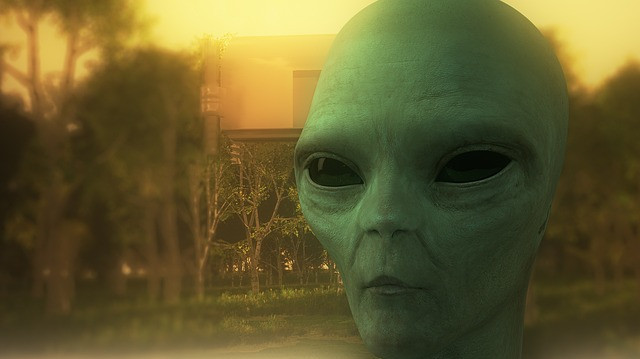 Picture of an alien's face looking at the world symbolizing a new =comer