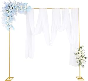 Wedding Arch Backdrop Stand,10x10Ft Adjustable Backdrop Stand Heavy, Gold Balloon Arch Stand,